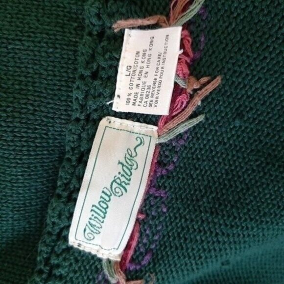 Vintage WILLOW RIDGE Cardigan Sweater Rose Flower Embroidery Sz L - Picture 9 of 9